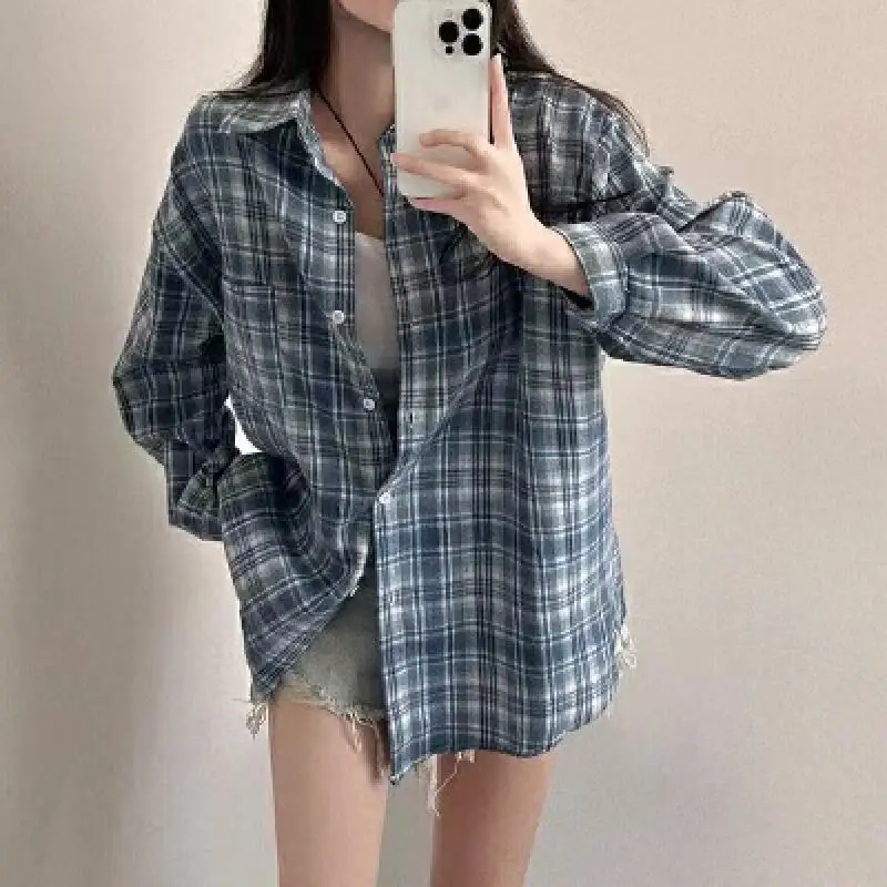 Korean Style Checkered Blouse Jacket Cotton Linen Blend for Women Casual Work Wear Oversized Versatile Fashion Cotton Blouse
Korean Style Checkered Blouse Jacket Cotton Linen Blend for Women Casual Work Wear Oversized Versatile Fashion Cotton Blouse