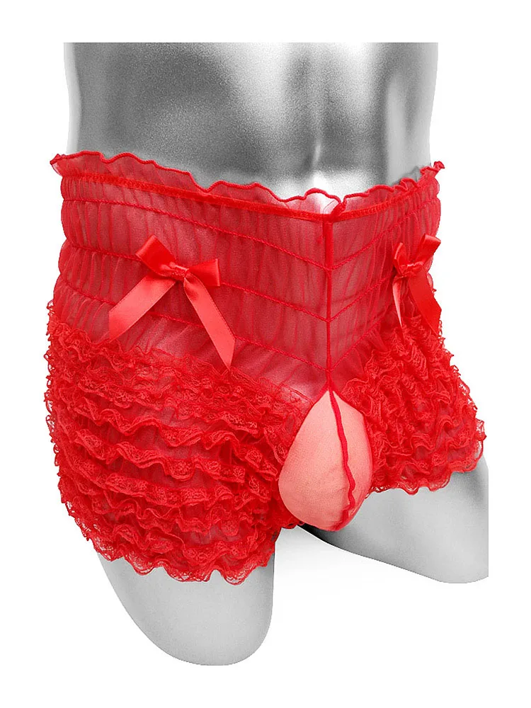 Ruffles Mens Boxers Underwear With See Through Bulge Pouch Sexy Sissy Lingerie Panties With Bowknot Skirted Male Shorts
Ruffles Mens Boxers Underwear With See Through Bulge Pouch Sexy Sissy Lingerie Panties With Bowknot Skirted Male Shorts