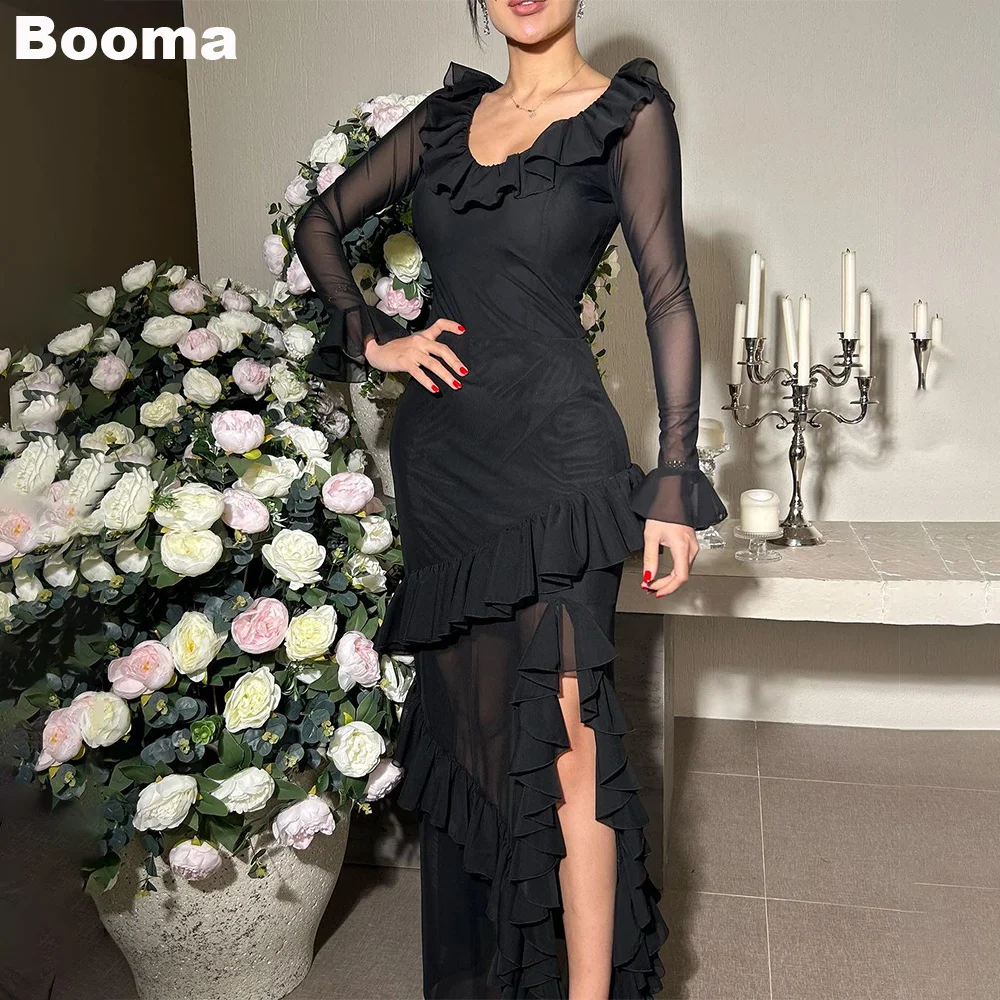 Booma Black Mermaid Evening Dresses Long Sleeves Ruffles Prom Gowns for Women Side Slit Ankle Length Sexy Formal Party Dress
Booma Black Mermaid Evening Dresses Long Sleeves Ruffles Prom Gowns for Women Side Slit Ankle Length Sexy Formal Party Dress