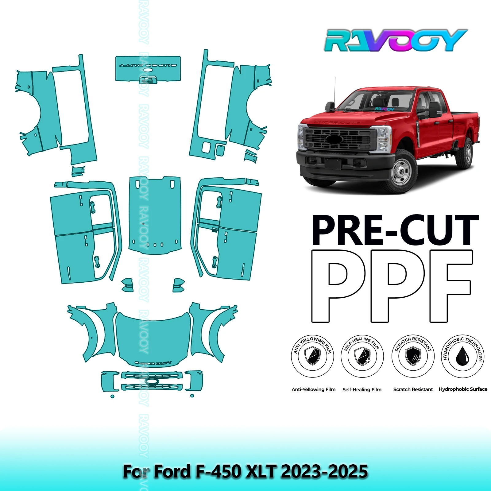 For Ford F-450 XLT 2023-2025 8.5Mil Precut Full Vehicle PPF Kit Paint Protection Film
For Ford F-450 XLT 2023-2025 8.5Mil Precut Full Vehicle PPF Kit Paint Protection Film