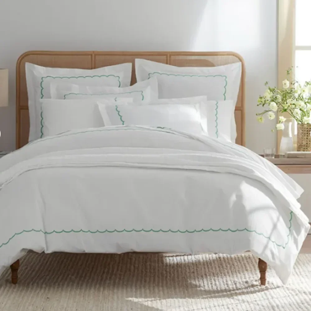 Scallop Embroidered Premium Cool Cotton Bed Sheet Set With All-around Elastic Embroidered Scallops Bedding Set
Scallop Embroidered Premium Cool Cotton Bed Sheet Set With All-around Elastic Embroidered Scallops Bedding Set