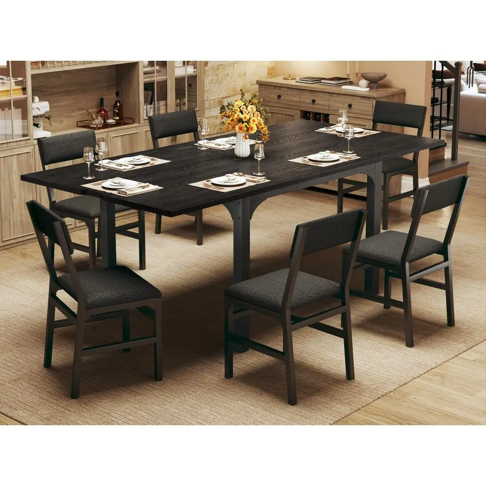 Dining Table Set for 46, Extendable Kitchen Table Cushion Chairs Set of 6 with 6 Chairs, Rectangle Dining Table with Metal Fram
Dining Table Set for 46, Extendable Kitchen Table Cushion Chairs Set of 6 with 6 Chairs, Rectangle Dining Table with Metal Fram