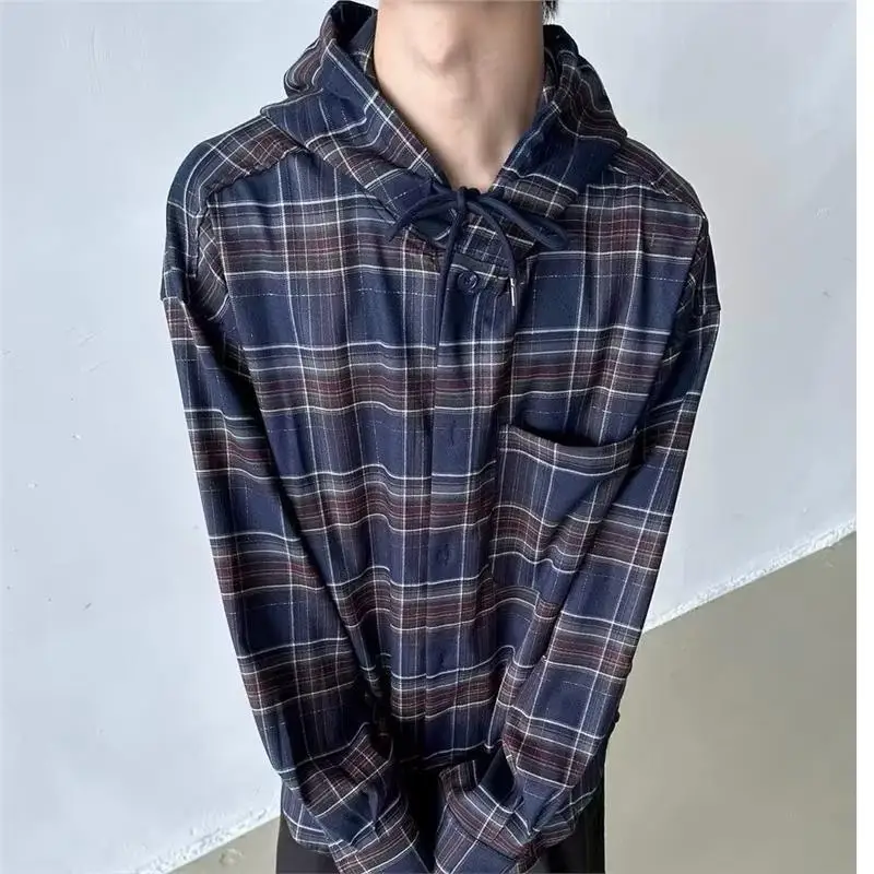 Spring Large Size 250 Pou New Retro Lazy Loose Plaid Hooded irt Men's American Casual irt Coat Youth ular Loose Sle
Spring Large Size 250 Pou New Retro Lazy Loose Plaid Hooded irt Men's American Casual irt Coat Youth ular Loose Sle