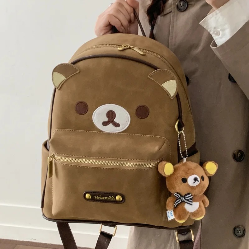 Kawaii Vintage Pu Bear Backpack Cartoon Rilakkuma School Bag with Mini Bear Pendant Large Capacity Casual Travel Shoulder Bag
Kawaii Vintage Pu Bear Backpack Cartoon Rilakkuma School Bag with Mini Bear Pendant Large Capacity Casual Travel Shoulder Bag