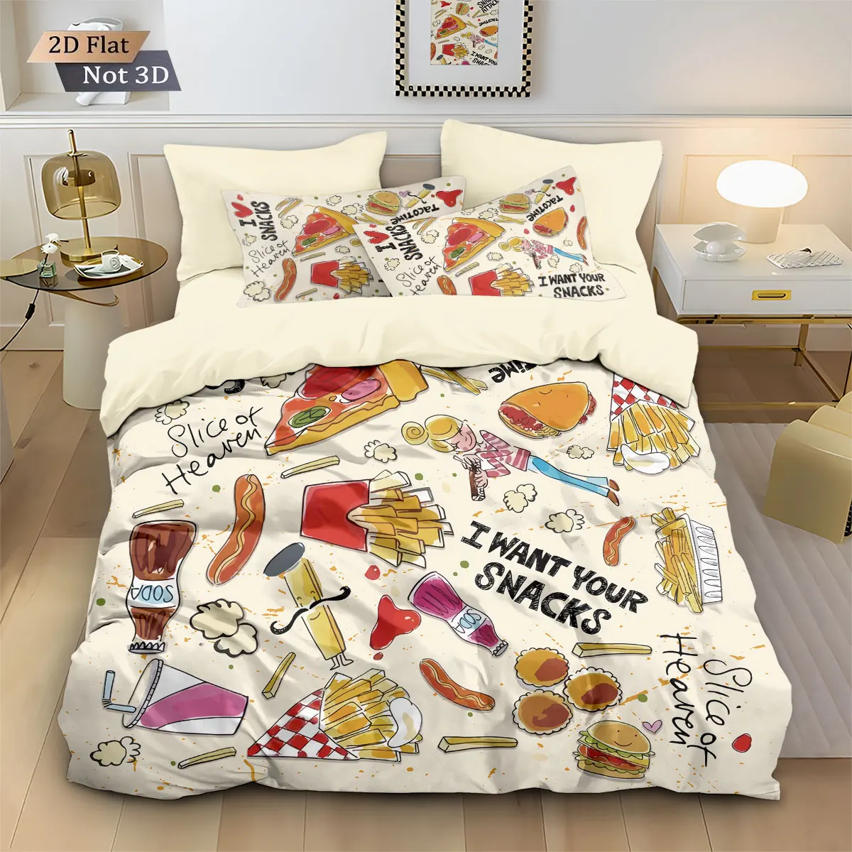 3pcs French Fries Fried Chicken Pizza Print Coreless Duvet Cover Set Comfortable Bedroom Bedding Decoration Machine Washable
3pcs French Fries Fried Chicken Pizza Print Coreless Duvet Cover Set Comfortable Bedroom Bedding Decoration Machine Washable