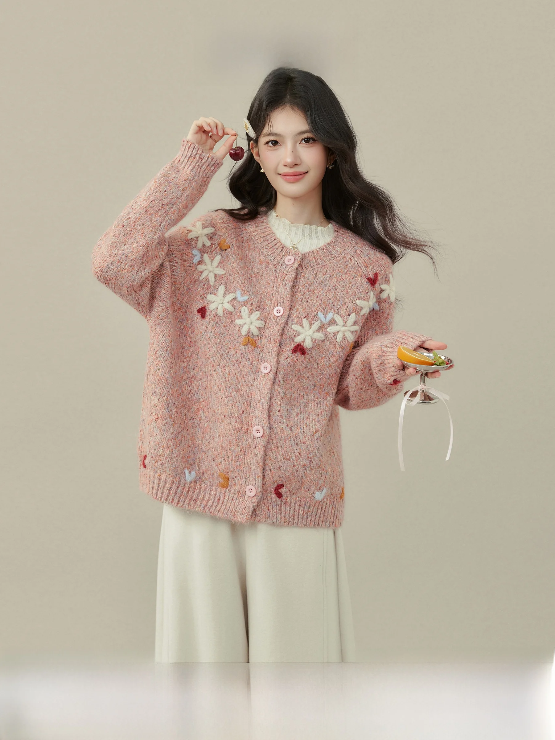 Handmade Pink Sweater Cardigan Women's Inner Wear 《 》 Loose Fit Long Sleeve Plant Floral Pattern
Handmade Pink Sweater Cardigan Women's Inner Wear 《 》 Loose Fit Long Sleeve Plant Floral Pattern