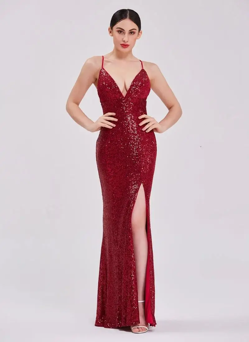 Sexy Women Evening Dresses Glitter Sequins V Neck Sleeveless Prom Gowns Sexy Back Sweep Train Customized Formal Party Gowns
Sexy Women Evening Dresses Glitter Sequins V Neck Sleeveless Prom Gowns Sexy Back Sweep Train Customized Formal Party Gowns