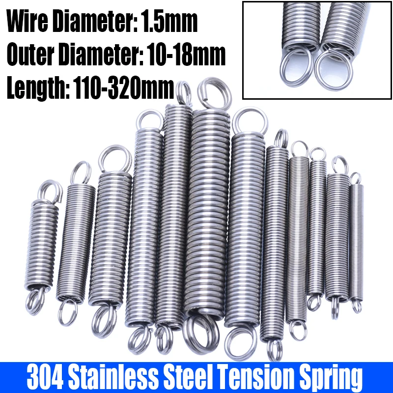 1PCS 1.5mm Wire Dia 304 Stainless Steel O Ring Hook Extension Spring Tension Spring Coil Spring Dual Hook Spring L=110mm-320mm
1PCS 1.5mm Wire Dia 304 Stainless Steel O Ring Hook Extension Spring Tension Spring Coil Spring Dual Hook Spring L=110mm-320mm