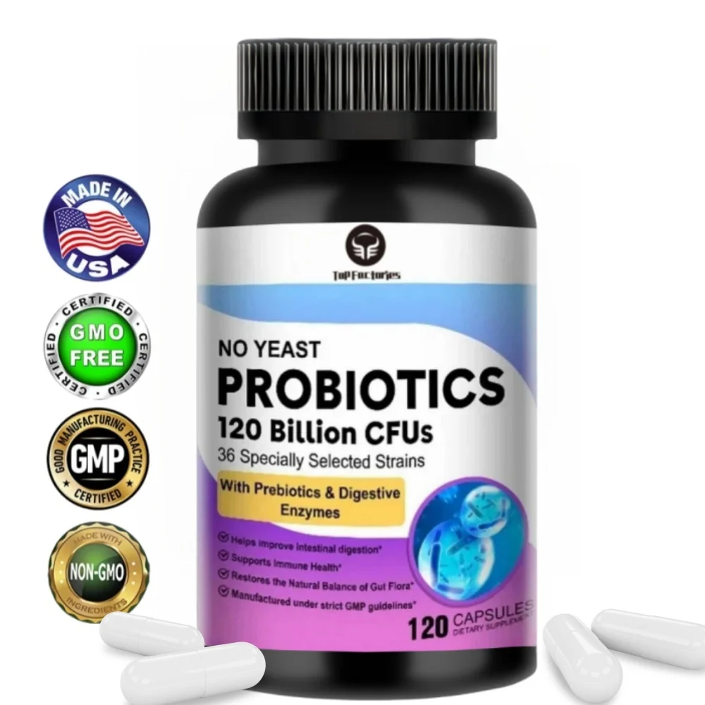 Probiotics 120 Billion CFU 36 Strains Contains Prebiotics and Digestive Enzymes for Digestion and Immune Support Vegan, Non-GMO
Probiotics 120 Billion CFU 36 Strains Contains Prebiotics and Digestive Enzymes for Digestion and Immune Support Vegan, Non-GMO
