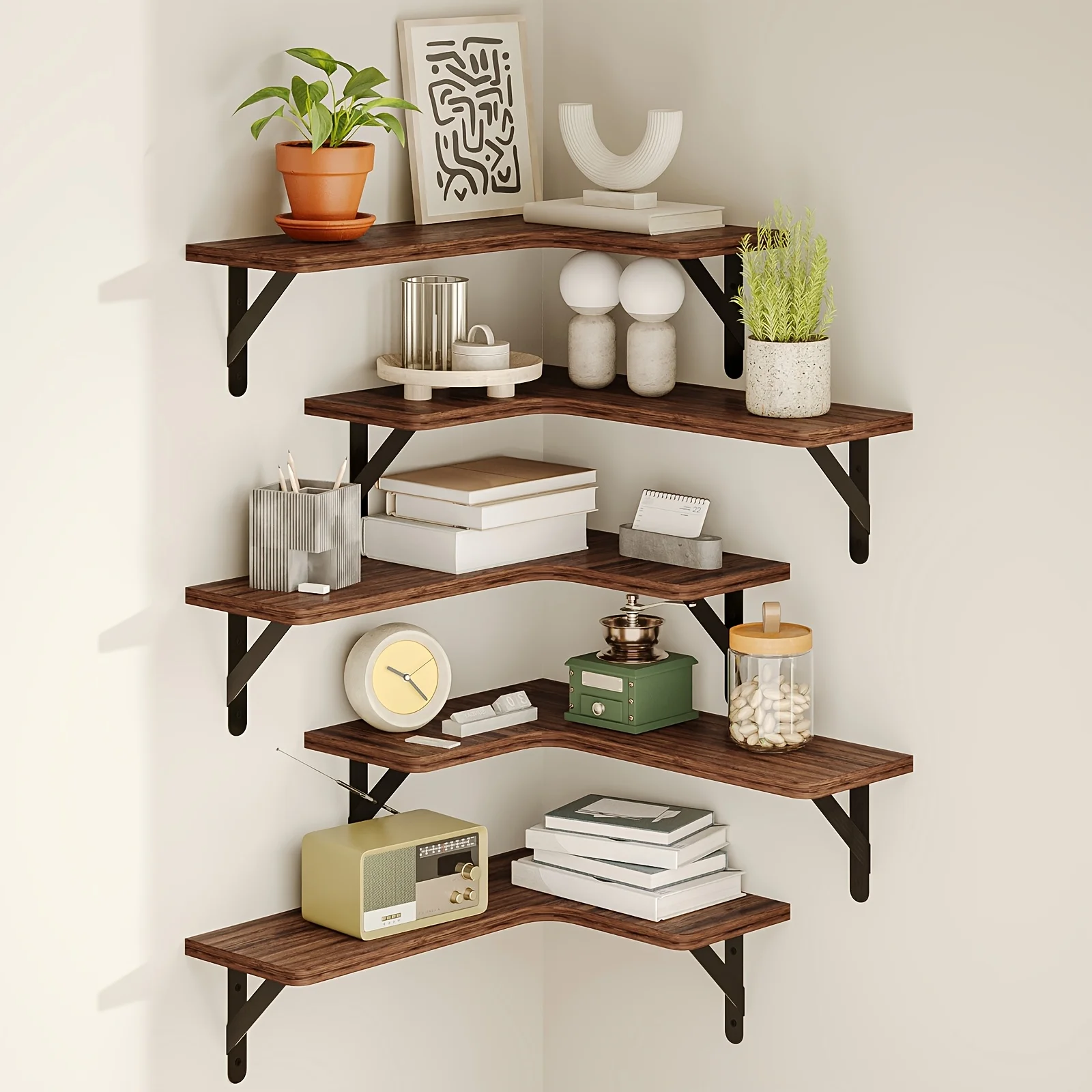 5/6 Pcs Corner Floating Shelves, Rustic Wood Wall Shelves For Room Decor, Muti Colours, Heavy Duty Shelves, Bathroom Storage
5/6 Pcs Corner Floating Shelves, Rustic Wood Wall Shelves For Room Decor, Muti Colours, Heavy Duty Shelves, Bathroom Storage