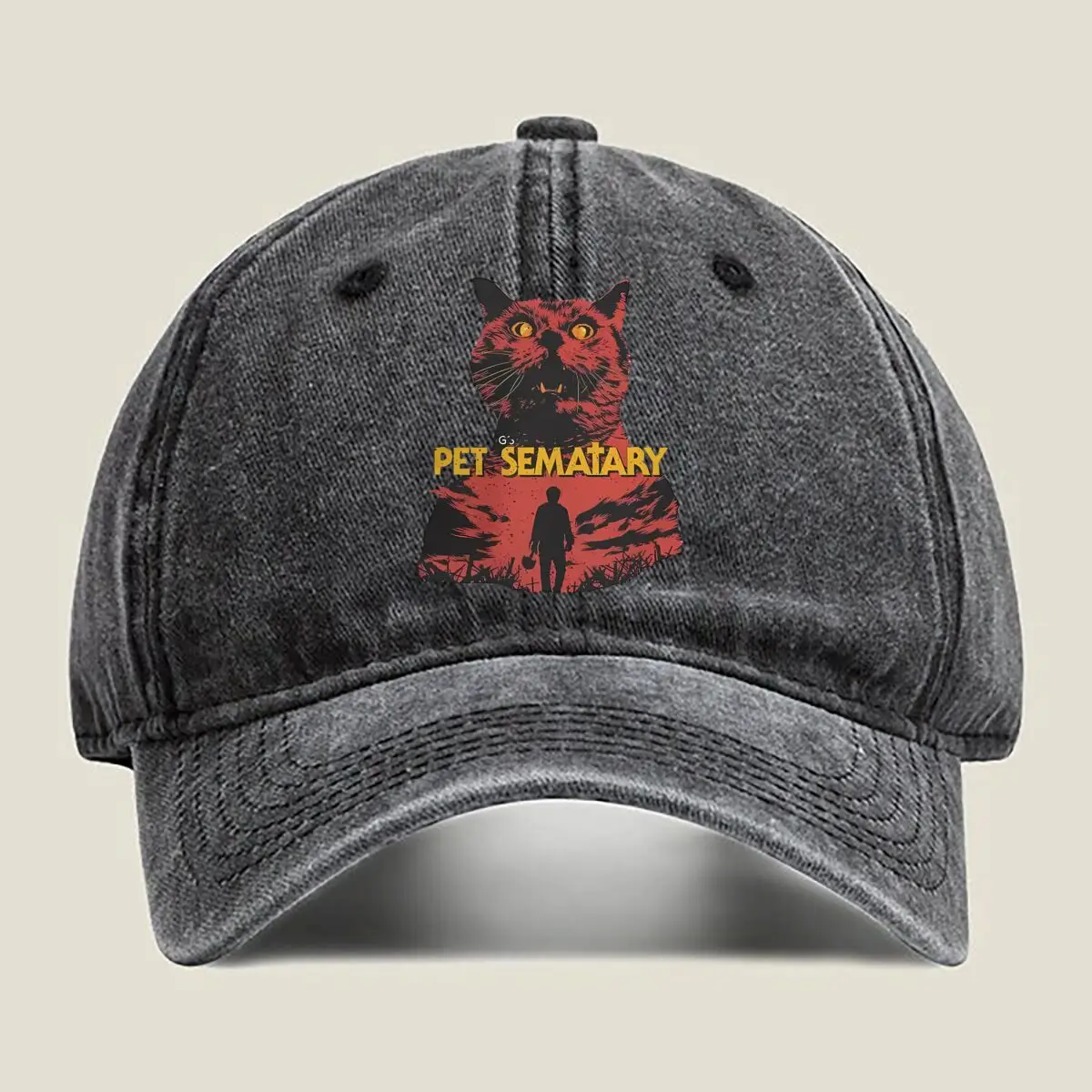 Horror - themed Art 'Pet Sematary' with a Cat and Spooky Silhouette for Horror - cultural Design Washed Baseball Cap
Horror - themed Art 'Pet Sematary' with a Cat and Spooky Silhouette for Horror - cultural Design Washed Baseball Cap