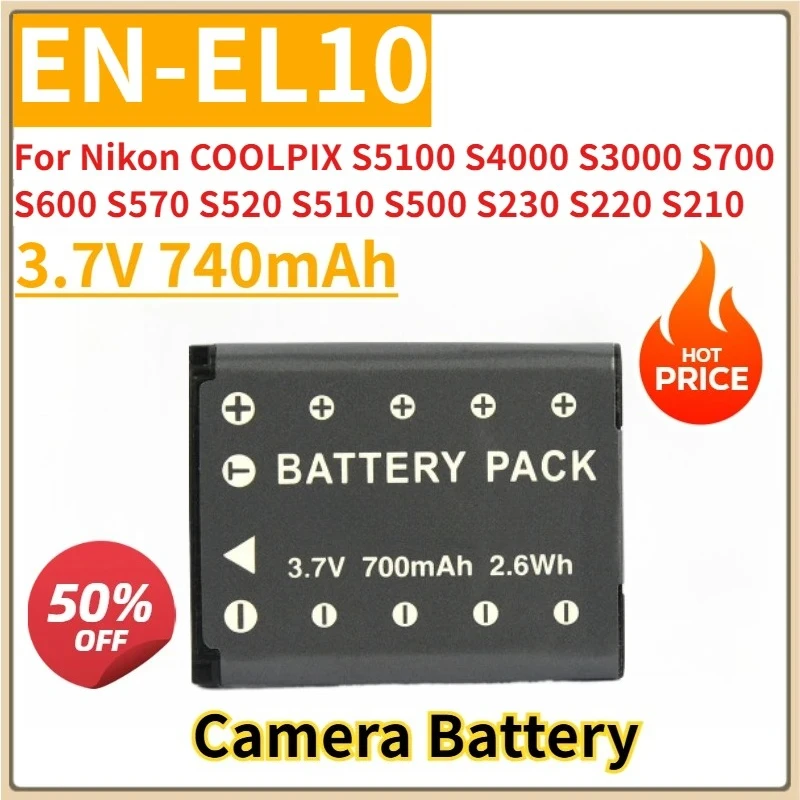 New Replacement Camera Battery 740mAh EN-EL10 for Nikon COOLPIX S5100 S4000 S3000 S700 S600 S570 S520 S510 S500 S230 S220 S210 
New Replacement Camera Battery 740mAh EN-EL10 for Nikon COOLPIX S5100 S4000 S3000 S700 S600 S570 S520 S510 S500 S230 S220 S210