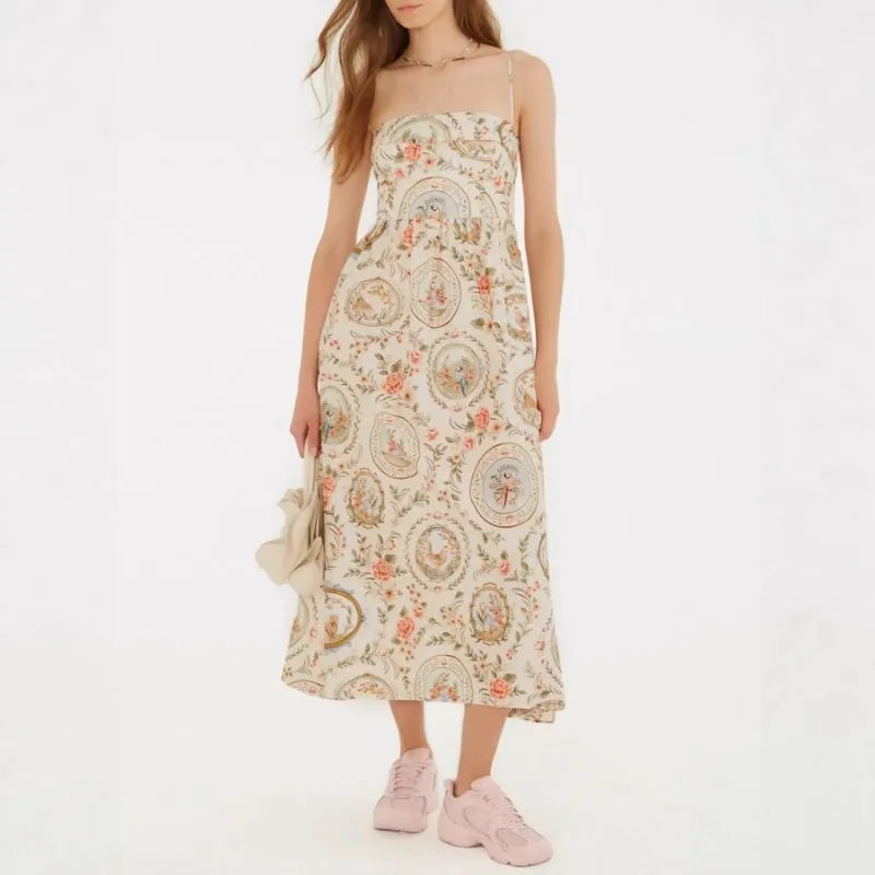 Women's Vintage Floral Print Spaghetti Strap Midi Dress Casual Vacation Sleeveless Sundress for Daily Wear
Women's Vintage Floral Print Spaghetti Strap Midi Dress Casual Vacation Sleeveless Sundress for Daily Wear