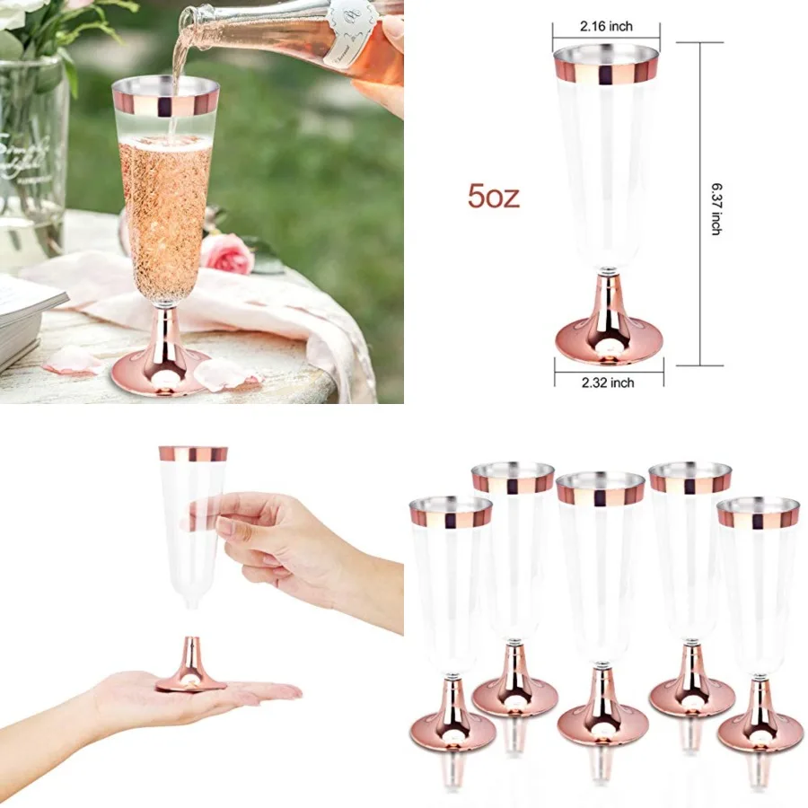 BUCALA 100 Pack Plastic Champagne Flutes - 5OZ Plastic Champagne Glasses With Rim - Premium Quality Disposable Cups - Ideal for
BUCALA 100 Pack Plastic Champagne Flutes - 5OZ Plastic Champagne Glasses With Rim - Premium Quality Disposable Cups - Ideal for