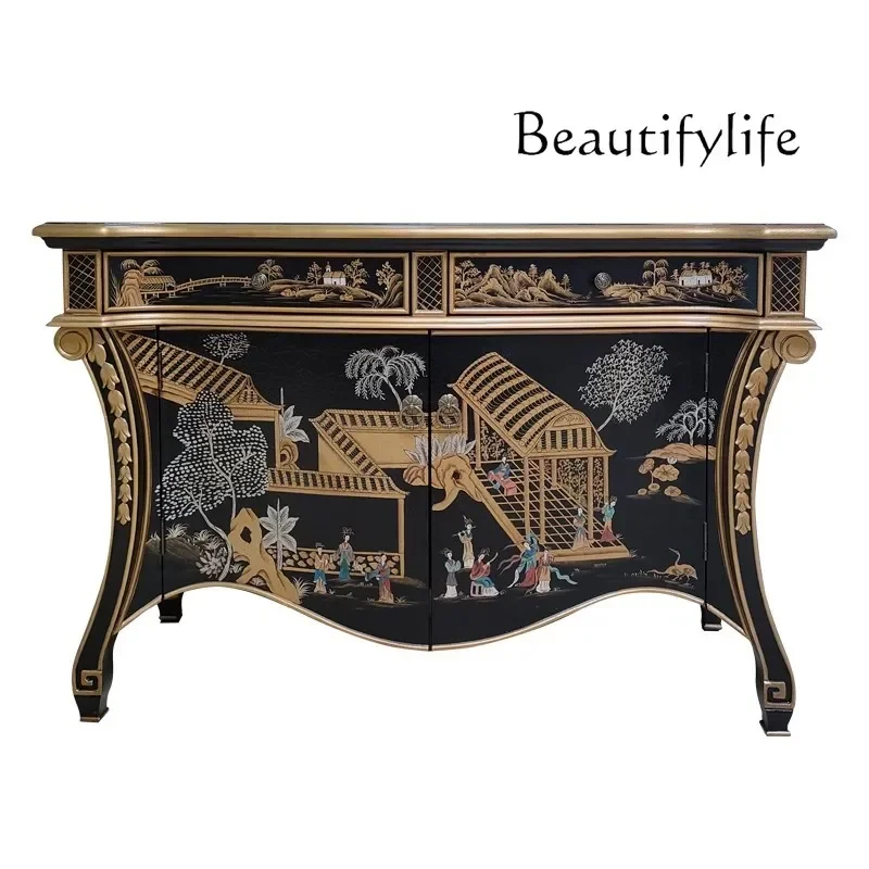 Painted art entrance cabinet retro old storage decorative cabinet European carving
Painted art entrance cabinet retro old storage decorative cabinet European carving