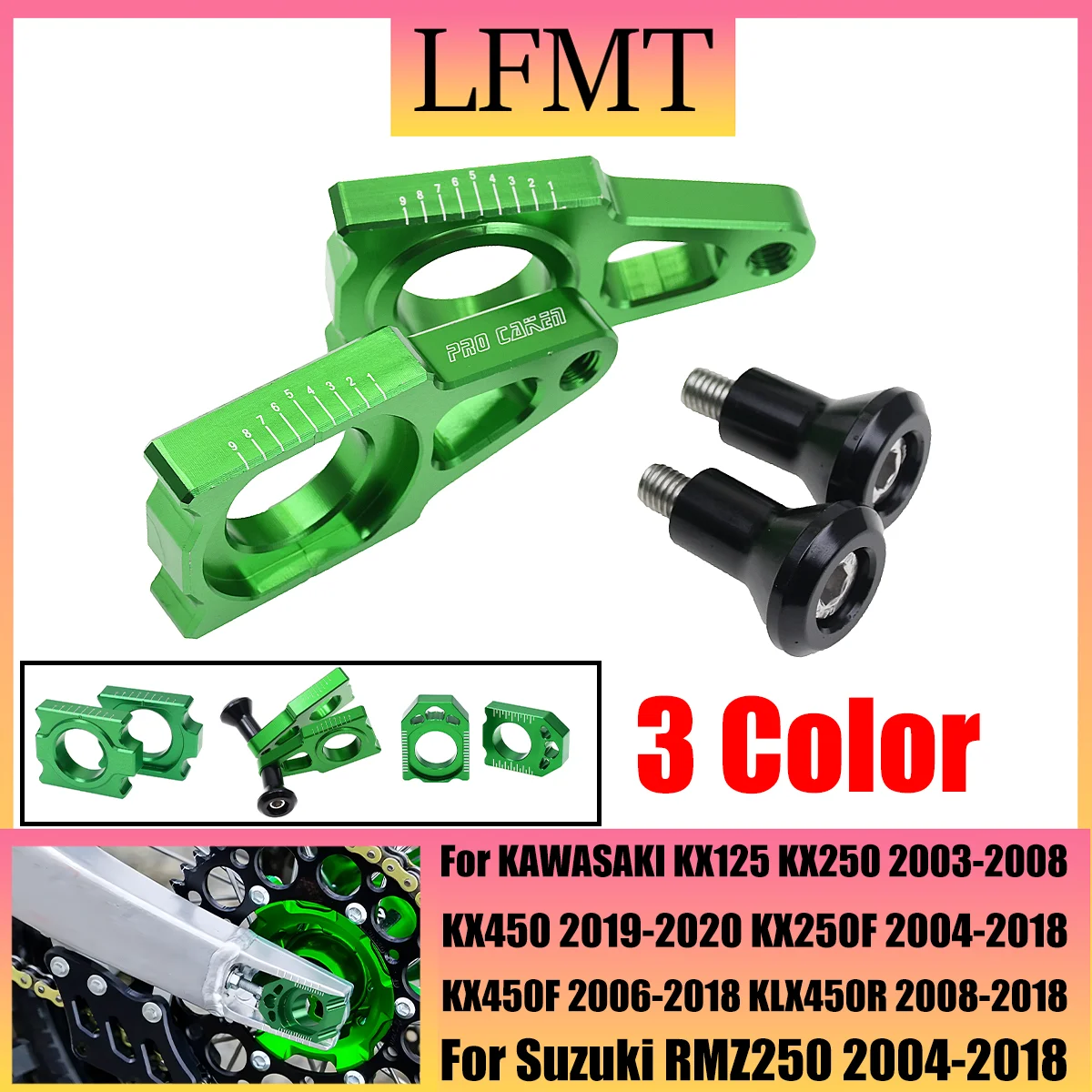CNC Rear Chain Adjuster Axle Block Protection Cap For Kawasaki KX KLX 125 250 250F 450F 450R 2003-2014 2015 2016 2017 2018
CNC Rear Chain Adjuster Axle Block Protection Cap For Kawasaki KX KLX 125 250 250F 450F 450R 2003-2014 2015 2016 2017 2018