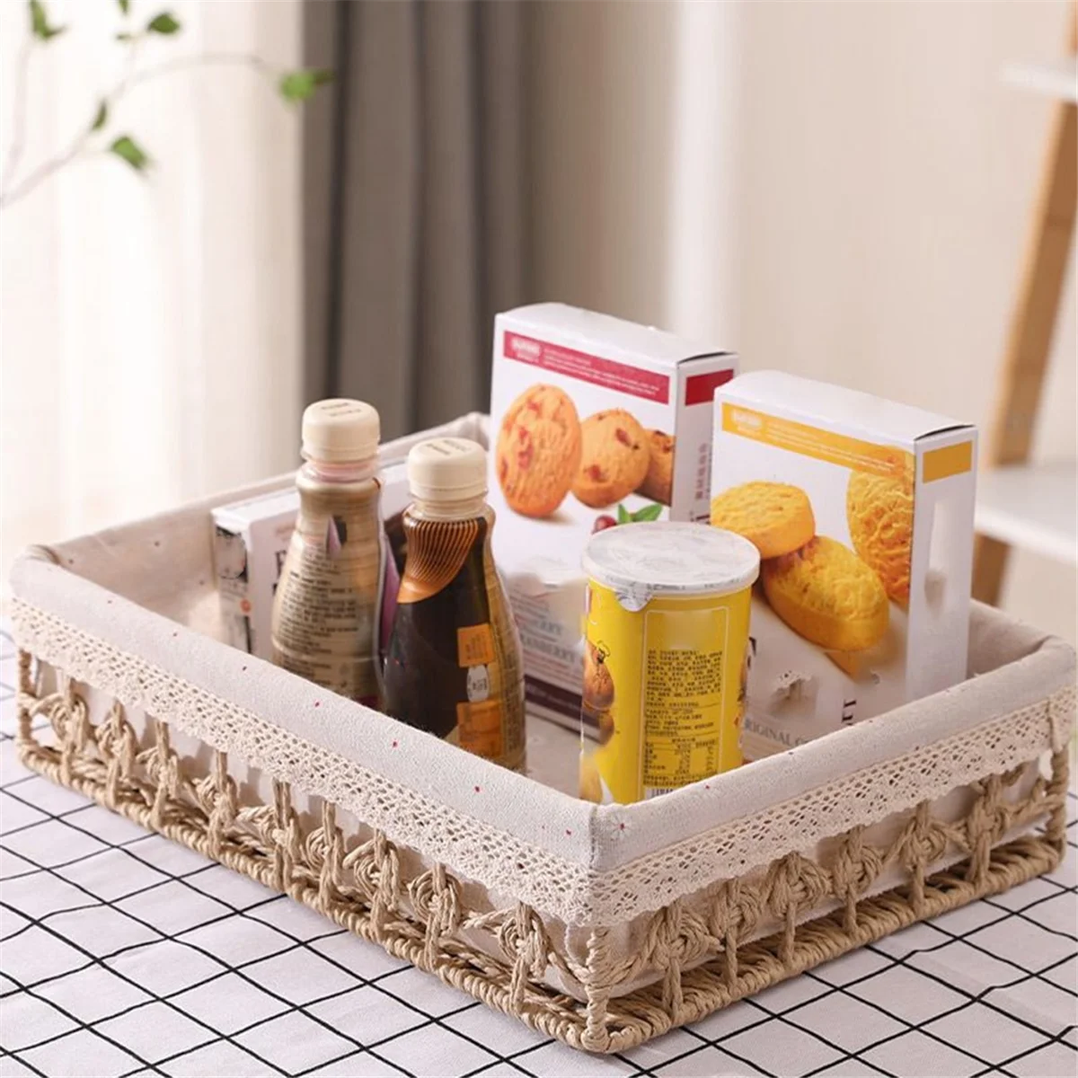 ABJS Rattan Storage Baskets Woven Basket Fruit Bread Snack Storage Tray Picnic Basket,Khaki
ABJS Rattan Storage Baskets Woven Basket Fruit Bread Snack Storage Tray Picnic Basket,Khaki