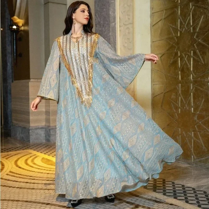 Morocco Party Dress for Women Muslim Abaya Mesh Sequins Jalabiya Dubai Abayas Kaftan Abaya Islam Vestidos Arab Long Robe Autumn
Morocco Party Dress for Women Muslim Abaya Mesh Sequins Jalabiya Dubai Abayas Kaftan Abaya Islam Vestidos Arab Long Robe Autumn