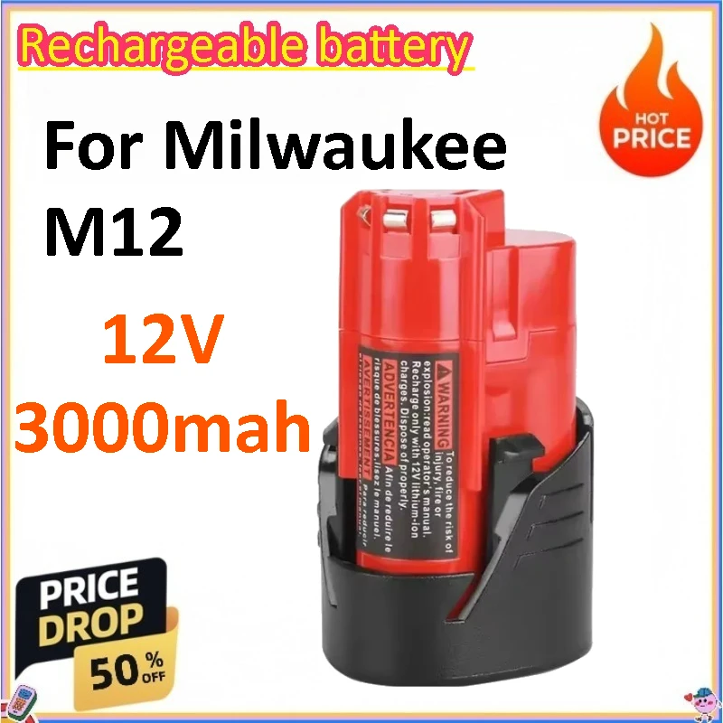 3000mAh 12V Cordless Tool Battery for Milwaukee M12 XC Electronic Tools
3000mAh 12V Cordless Tool Battery for Milwaukee M12 XC Electronic Tools