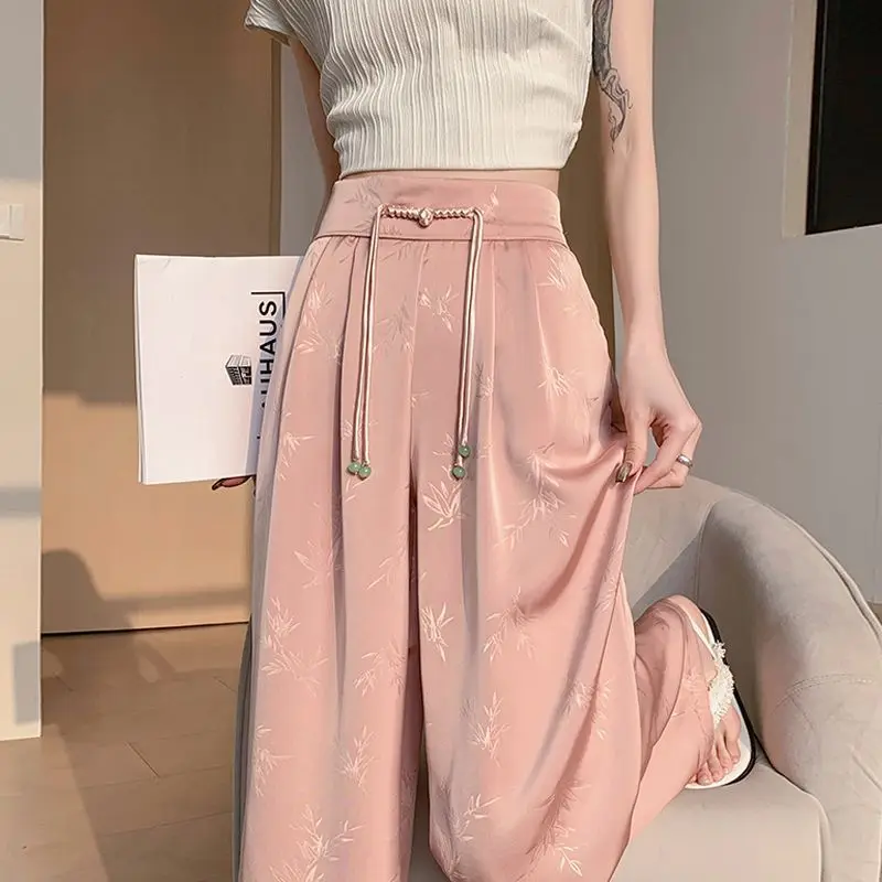 New Chinese Style Wide-leg Pants Women's Spring Summer 2026 Ice Silk Nine-point Trousers Temperament Fashion Casual Pants Female
New Chinese Style Wide-leg Pants Women's Spring Summer 2026 Ice Silk Nine-point Trousers Temperament Fashion Casual Pants Female