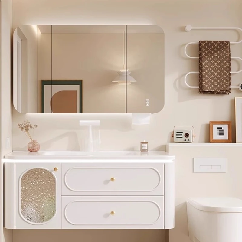 Luxury Wood Bathroom Cabinet Integrated Shelf Storage Organizer Bathroom Cabinet Mirror Makeup Mobile Bagno Home Furniture 
Luxury Wood Bathroom Cabinet Integrated Shelf Storage Organizer Bathroom Cabinet Mirror Makeup Mobile Bagno Home Furniture