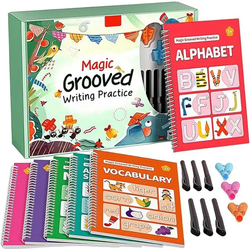 MACH-Magic And Reusable Grooved Writing Practice Book For Kids 3+ , Learn To Write Numbers And Letters Tracing Activities
