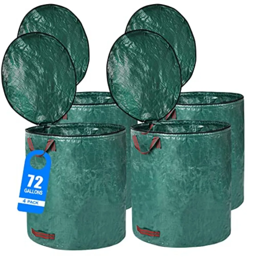 4 Pack 72 Gallons Reusable Yard Waste Bags with Lid Extra Large Lawn Leaf Bags Heavy Duty with 4 Handles Garden Waste Bags Cont
4 Pack 72 Gallons Reusable Yard Waste Bags with Lid Extra Large Lawn Leaf Bags Heavy Duty with 4 Handles Garden Waste Bags Cont