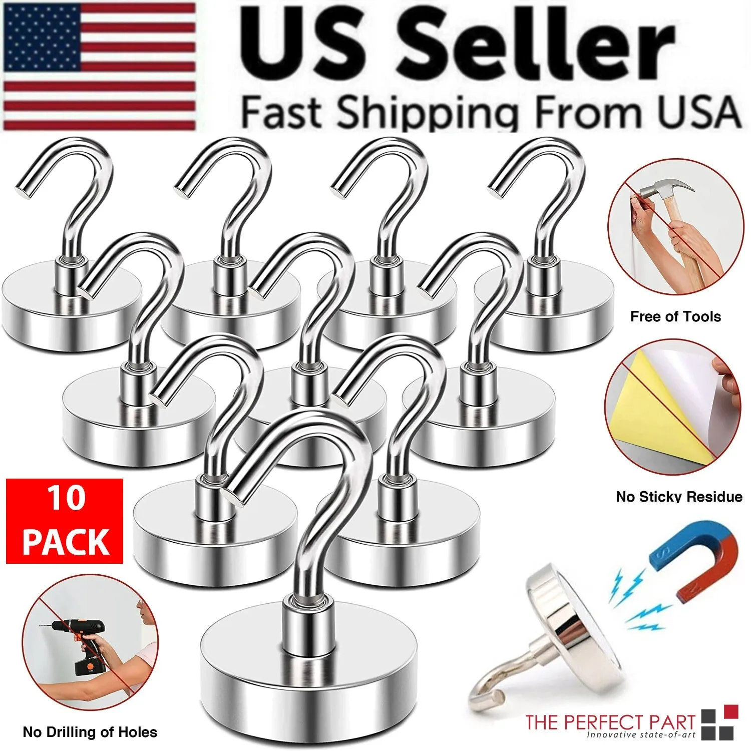 10 Pack Dia Strong Magnetic Hook Hanger N52 Neodymium Clamping Magnet Hooks USA
10 Pack Dia Strong Magnetic Hook Hanger N52 Neodymium Clamping Magnet Hooks USA