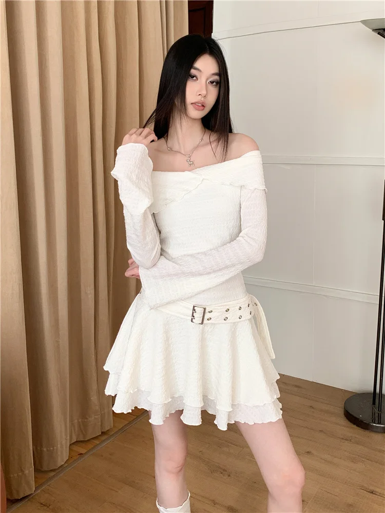 Mibai One Shoulder Dress For Women In Spring And Autumn, With A High-End Feel. Lotus Leaf Edge Flared Sleeve Knitted Short Skirt
Mibai One Shoulder Dress For Women In Spring And Autumn, With A High-End Feel. Lotus Leaf Edge Flared Sleeve Knitted Short Skirt