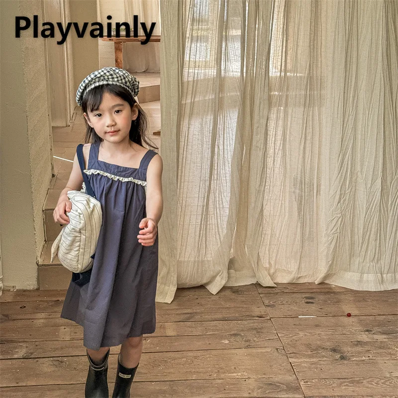 Korean Style Summer Baby Girls Straps Dress Blue Green Square Collar Sleeveless Sling Princess Dresses Children Clothes A5236
Korean Style Summer Baby Girls Straps Dress Blue Green Square Collar Sleeveless Sling Princess Dresses Children Clothes A5236