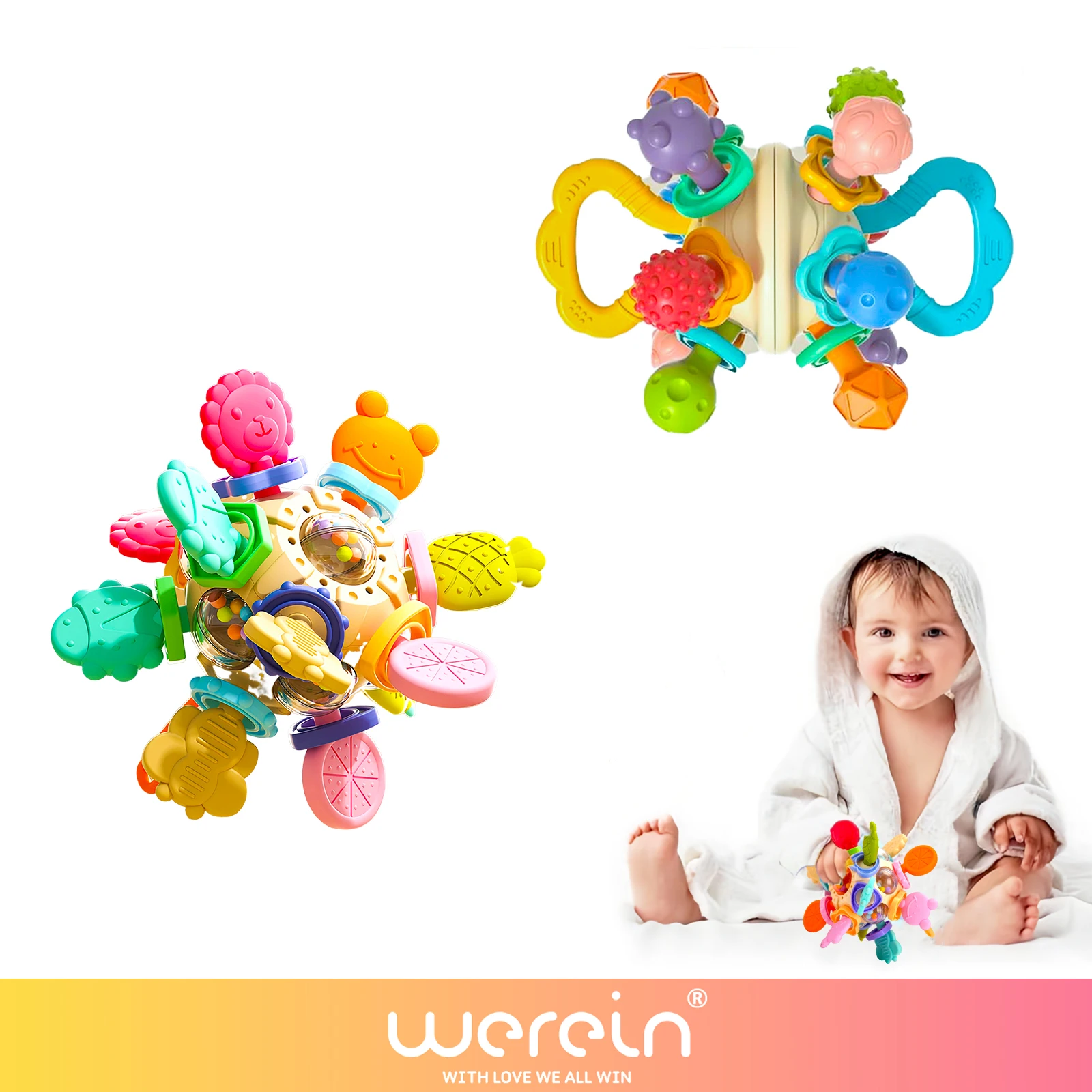 Baby Teething Rattle Ball Silicone Sensory Hand Grab Ball Infant Multi Animal Shape Teether Toy Newborn Early Educational Enligh
Baby Teething Rattle Ball Silicone Sensory Hand Grab Ball Infant Multi Animal Shape Teether Toy Newborn Early Educational Enligh