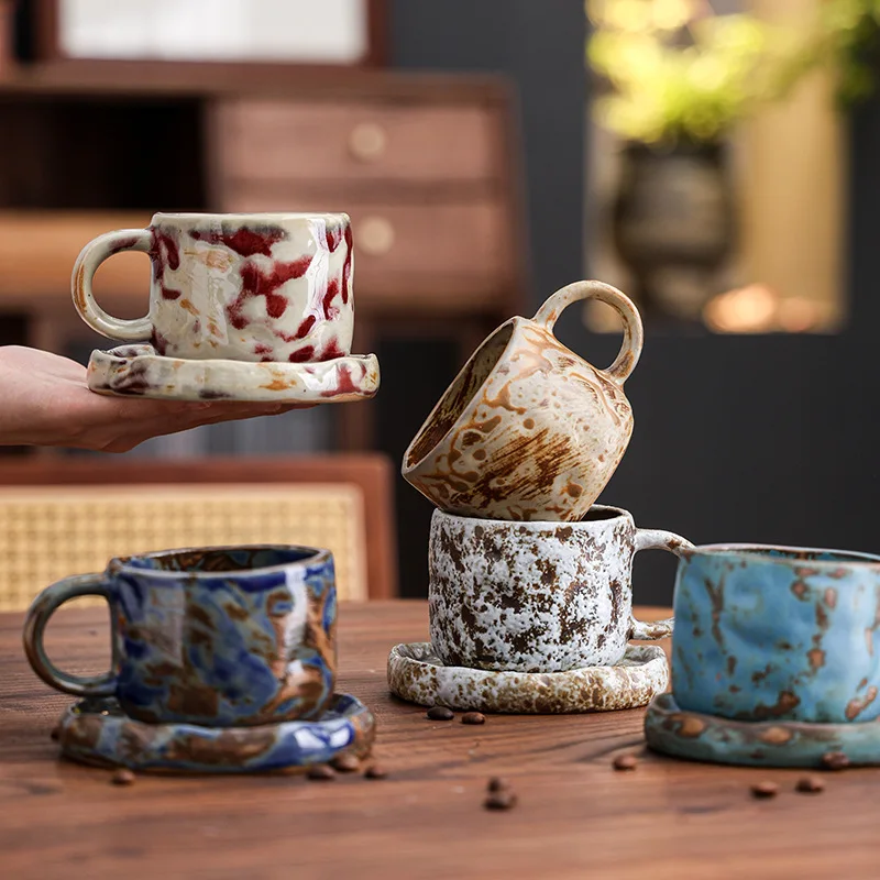Rough Pottery Kiln Change Cup and Saucer Set Irregular Wabi-Sabi Ceramic Mug for Coffee Tea Home Bar Rustic Home Decor Gift
Rough Pottery Kiln Change Cup and Saucer Set Irregular Wabi-Sabi Ceramic Mug for Coffee Tea Home Bar Rustic Home Decor Gift
