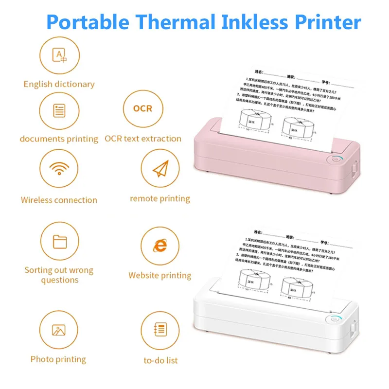 A4 Thermal Printer Inkless Portable bluetooth WIFI Remote Printing Wrong Homework Photo Office Label Printer With Printing Paper
A4 Thermal Printer Inkless Portable bluetooth WIFI Remote Printing Wrong Homework Photo Office Label Printer With Printing Paper