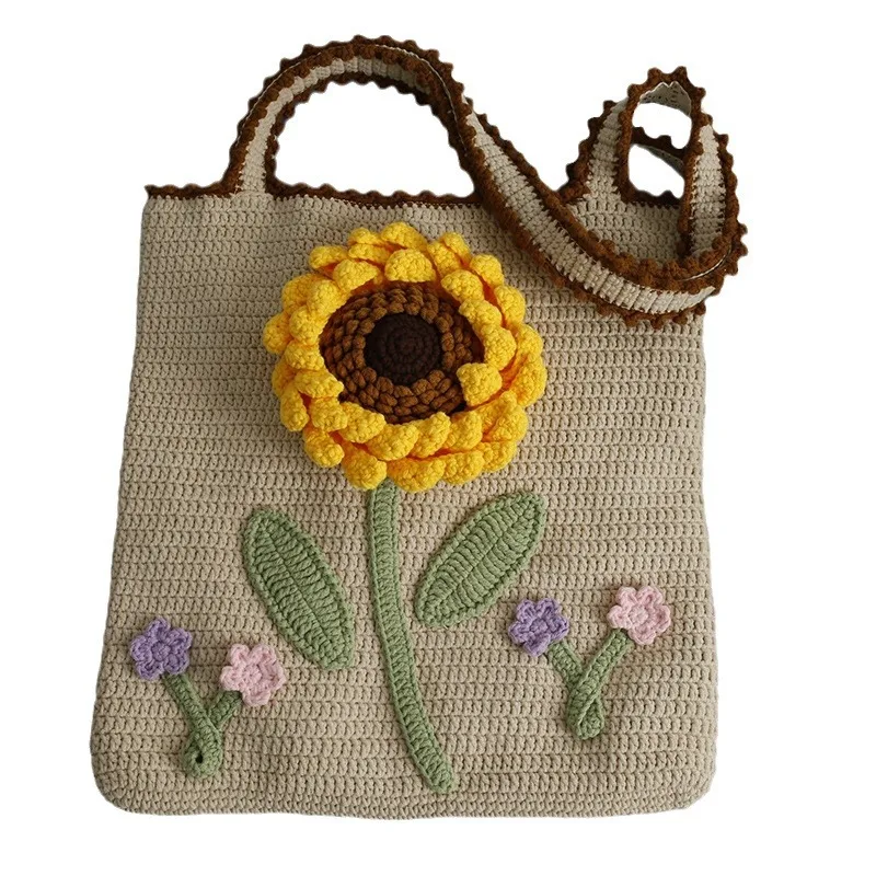 Sweet summer handwoven sunflower shoulder bag, wool crocheted small fresh women's bag
Sweet summer handwoven sunflower shoulder bag, wool crocheted small fresh women's bag