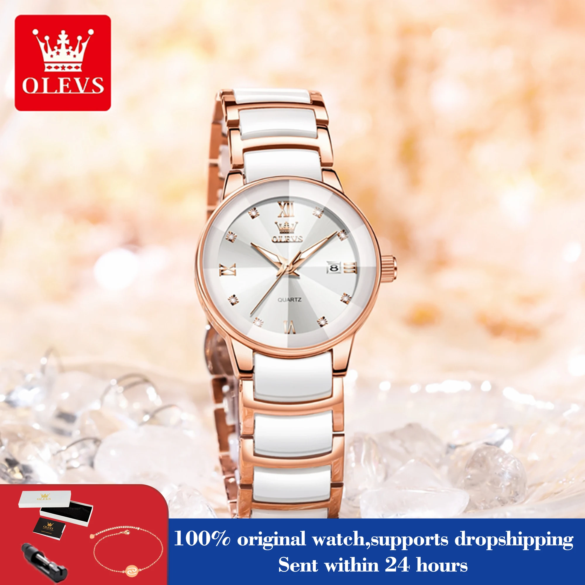 OLEVS 7114 Woman's Watch Quartz Movement Watches For Women Ceramic Steel Strap Waterproof Fashion Elegant Date Ladies Clock
OLEVS 7114 Woman's Watch Quartz Movement Watches For Women Ceramic Steel Strap Waterproof Fashion Elegant Date Ladies Clock