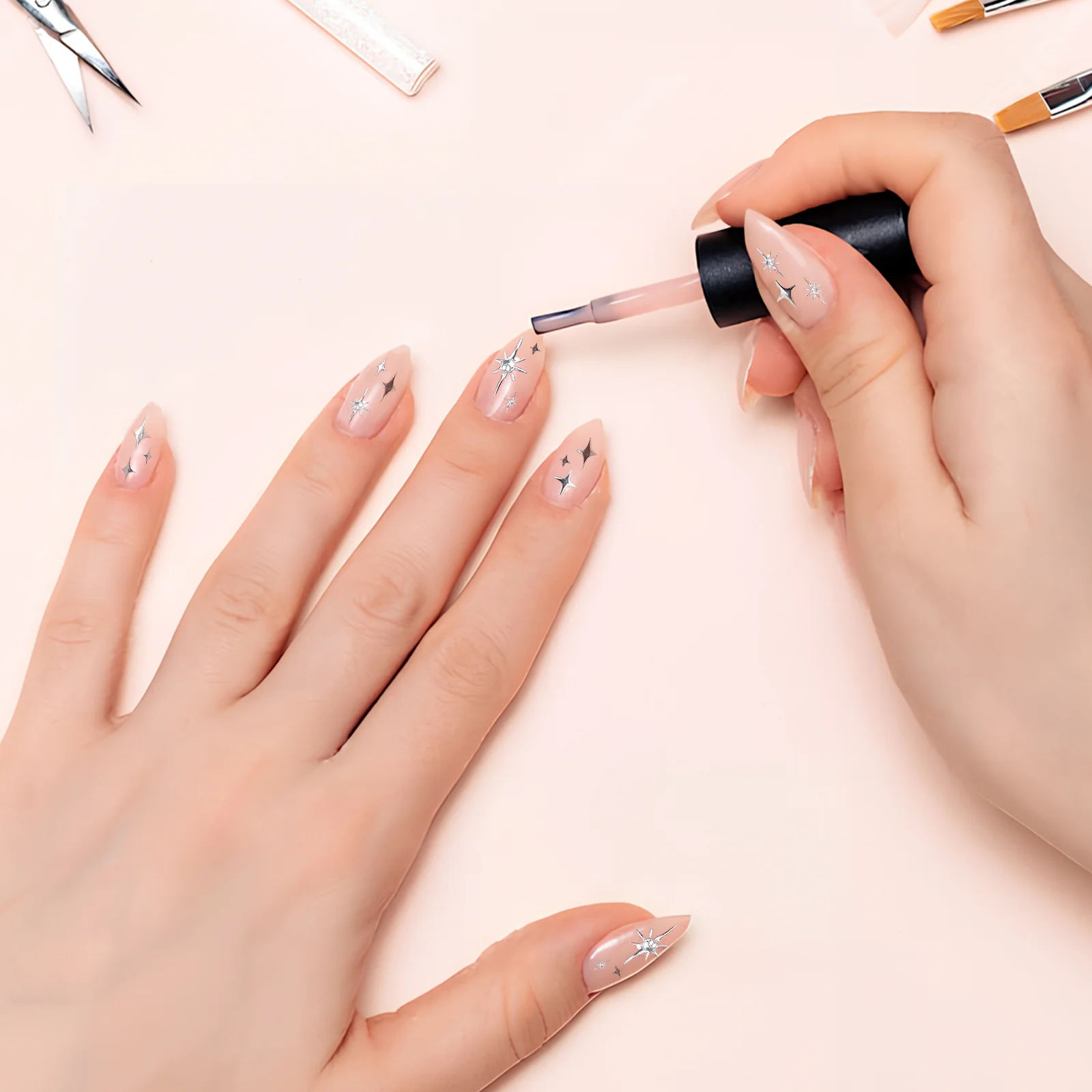 Silver Star Nail Stickers 5 Sheets Heart Design Self-Adhesive Manicure Decoration Glitter Nail Art Decals For Girls
Silver Star Nail Stickers 5 Sheets Heart Design Self-Adhesive Manicure Decoration Glitter Nail Art Decals For Girls