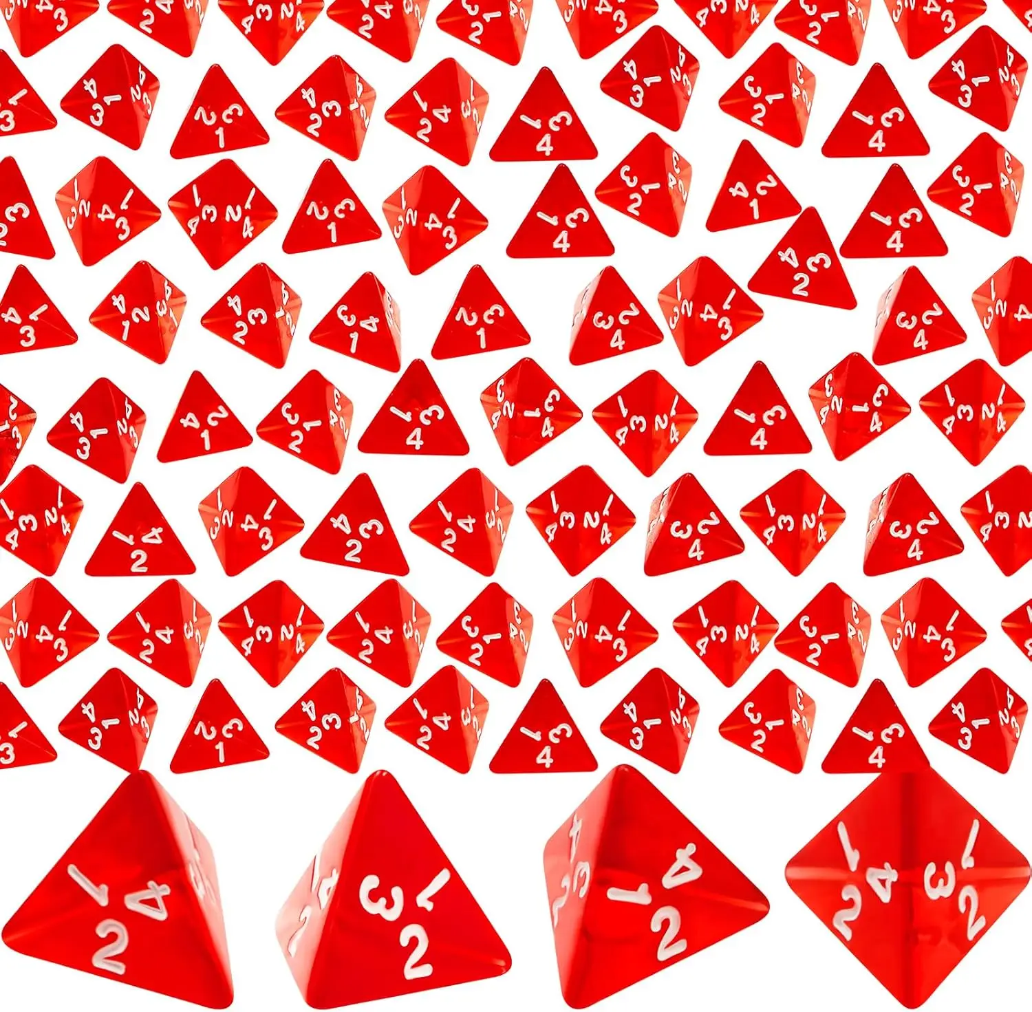 48 Pcs 20mm Four Sided D4 Dice Bulk Cone Transparent Polyhedral for Table Games Role Play Party Favors Gifts (Red)
48 Pcs 20mm Four Sided D4 Dice Bulk Cone Transparent Polyhedral for Table Games Role Play Party Favors Gifts (Red)