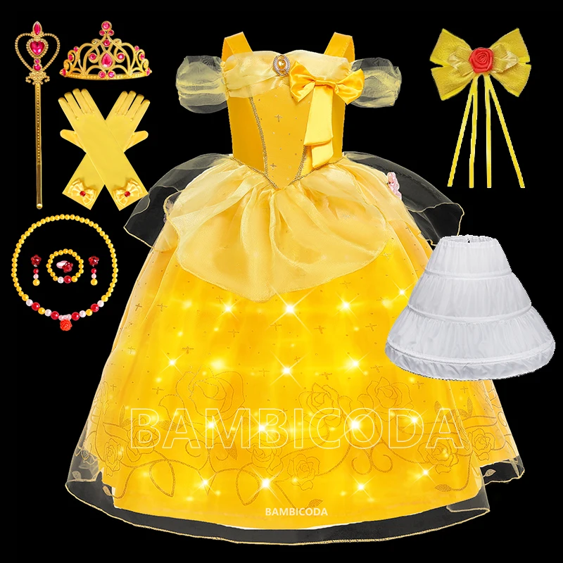 NEW Kids Belle Beauty and The Beast Ball Gown Girl Princess Party Dress LED Light Up Off Shoulder Frock Child Halloween Apparel
NEW Kids Belle Beauty and The Beast Ball Gown Girl Princess Party Dress LED Light Up Off Shoulder Frock Child Halloween Apparel