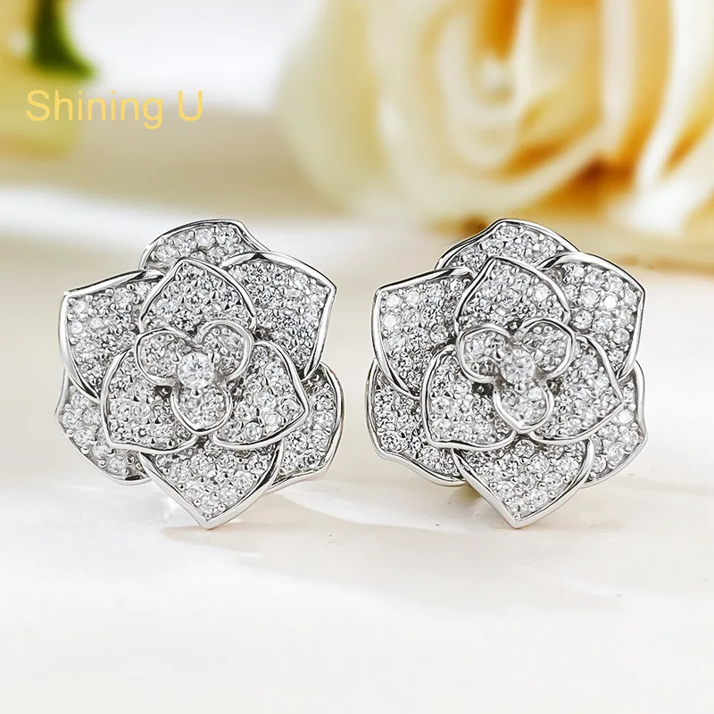 Shining U 925 Sterling Silver Camellia Stud Earrings for Women Floral Fine Jewelry Summer
Shining U 925 Sterling Silver Camellia Stud Earrings for Women Floral Fine Jewelry Summer