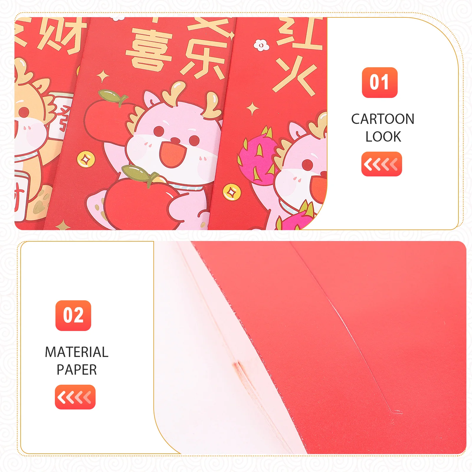 6 Pcs Year Red Packet Creative Cartoon Dragon Printing Money Bag 9x17cm Sturdy Dragon Year Red Pocket Paper Lucky Patterns
6 Pcs Year Red Packet Creative Cartoon Dragon Printing Money Bag 9x17cm Sturdy Dragon Year Red Pocket Paper Lucky Patterns
