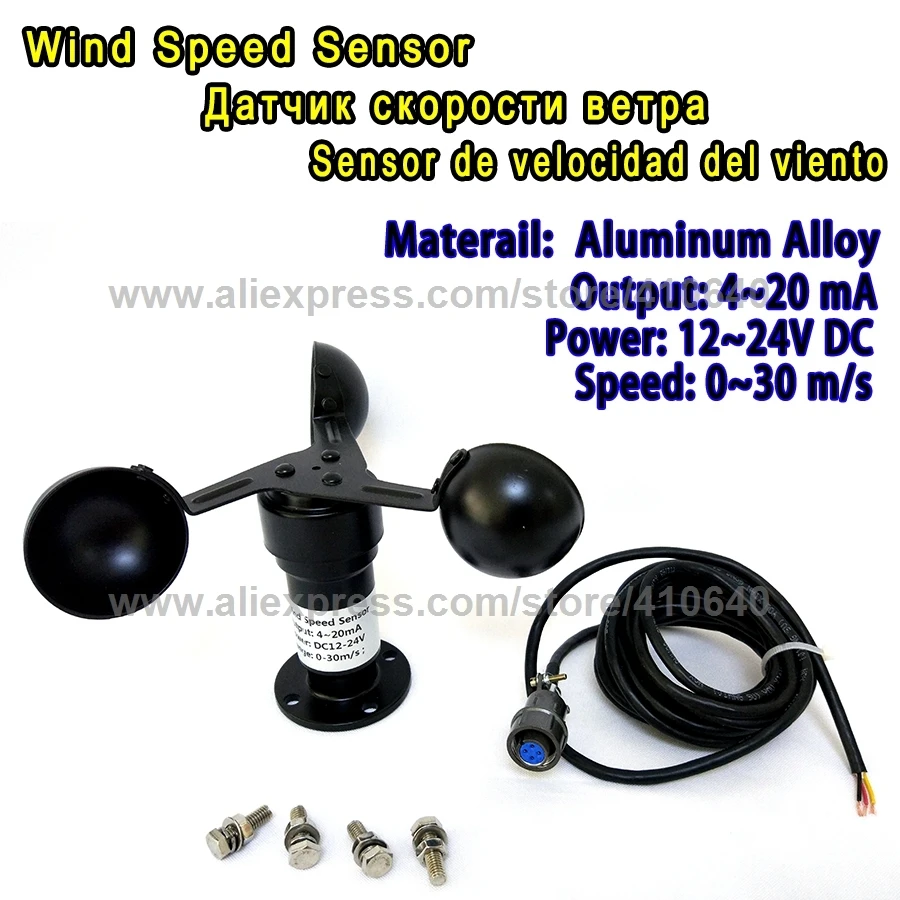 Wind Speed Sensor 0 to 30 m/s Speed Range Aluminium Alloy Material 4 to 20mA DC 12 to 24V Supply Voltage Air Plug Cable Outlet
Wind Speed Sensor 0 to 30 m/s Speed Range Aluminium Alloy Material 4 to 20mA DC 12 to 24V Supply Voltage Air Plug Cable Outlet