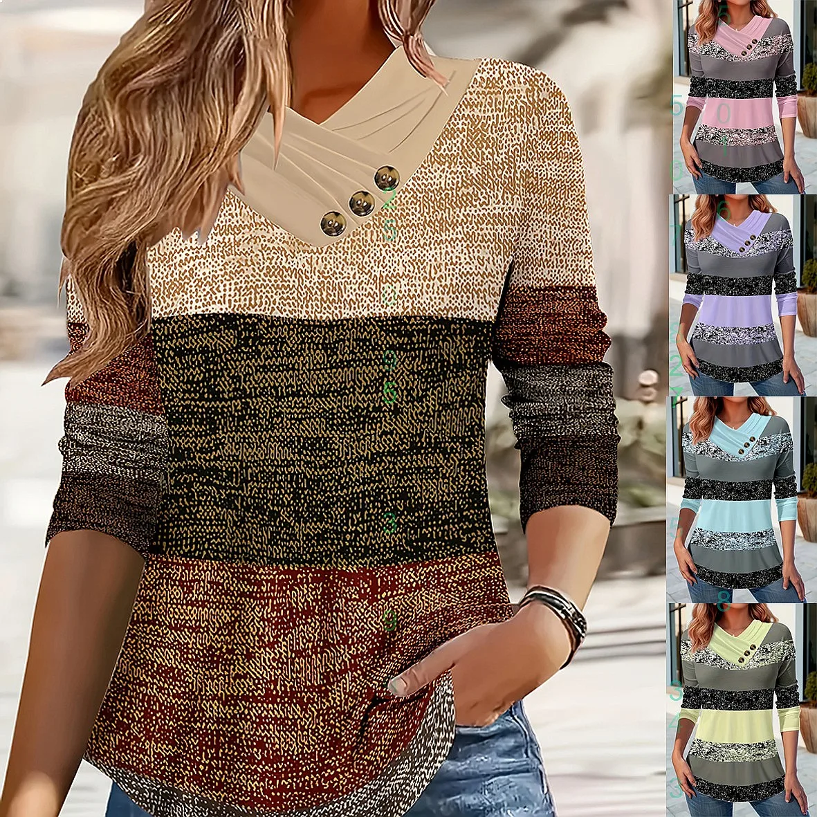 Fashion Long Sleeve Tee Blouse Top Wrinkle Collar Color Block T Shirt Tops Casual Tshirts Spring Summer
Fashion Long Sleeve Tee Blouse Top Wrinkle Collar Color Block T Shirt Tops Casual Tshirts Spring Summer