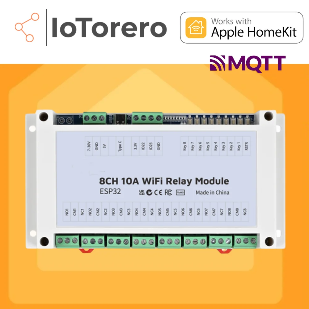 IoTorero Homekit MQTT 8CH Iching Self Lock Relay Module Works With Home Assistant
IoTorero Homekit MQTT 8CH Iching Self Lock Relay Module Works With Home Assistant