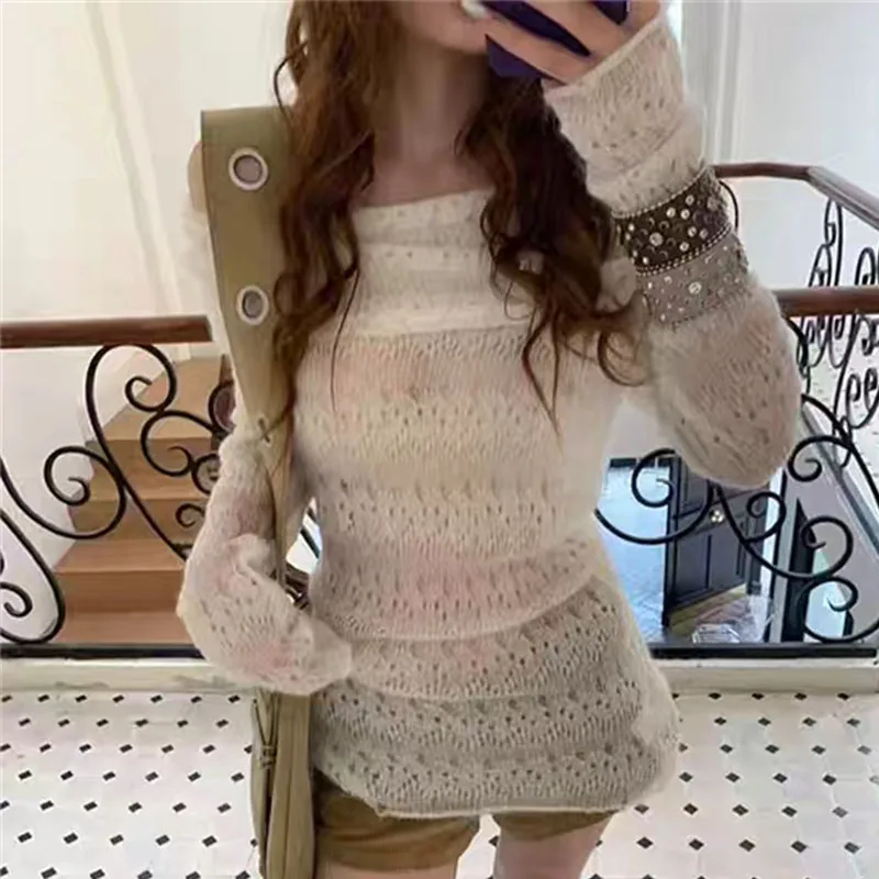 Трикотаж, новый вязаный свитер с разрезом на шее, женские пуловеры, вязаный свитер с длинными рукавами, пуловер, женские топы, свитера Q2563
Трикотаж, новый вязаный свитер с разрезом на шее, женские пуловеры, вязаный свитер с длинными рукавами, пуловер, женские топы, свитера Q2563