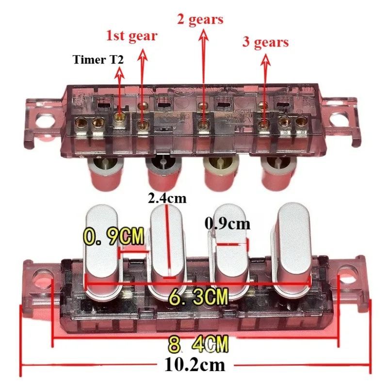 2 шт. подходят для кнопочного переключателя электрического вентилятора FS40-15F1/15F2/15G1/8D, кнопка переключения передач, 4 кнопки, 3 передачи.
2 шт. подходят для кнопочного переключателя электрического вентилятора FS40-15F1/15F2/15G1/8D, кнопка переключения передач, 4 кнопки, 3 передачи.
