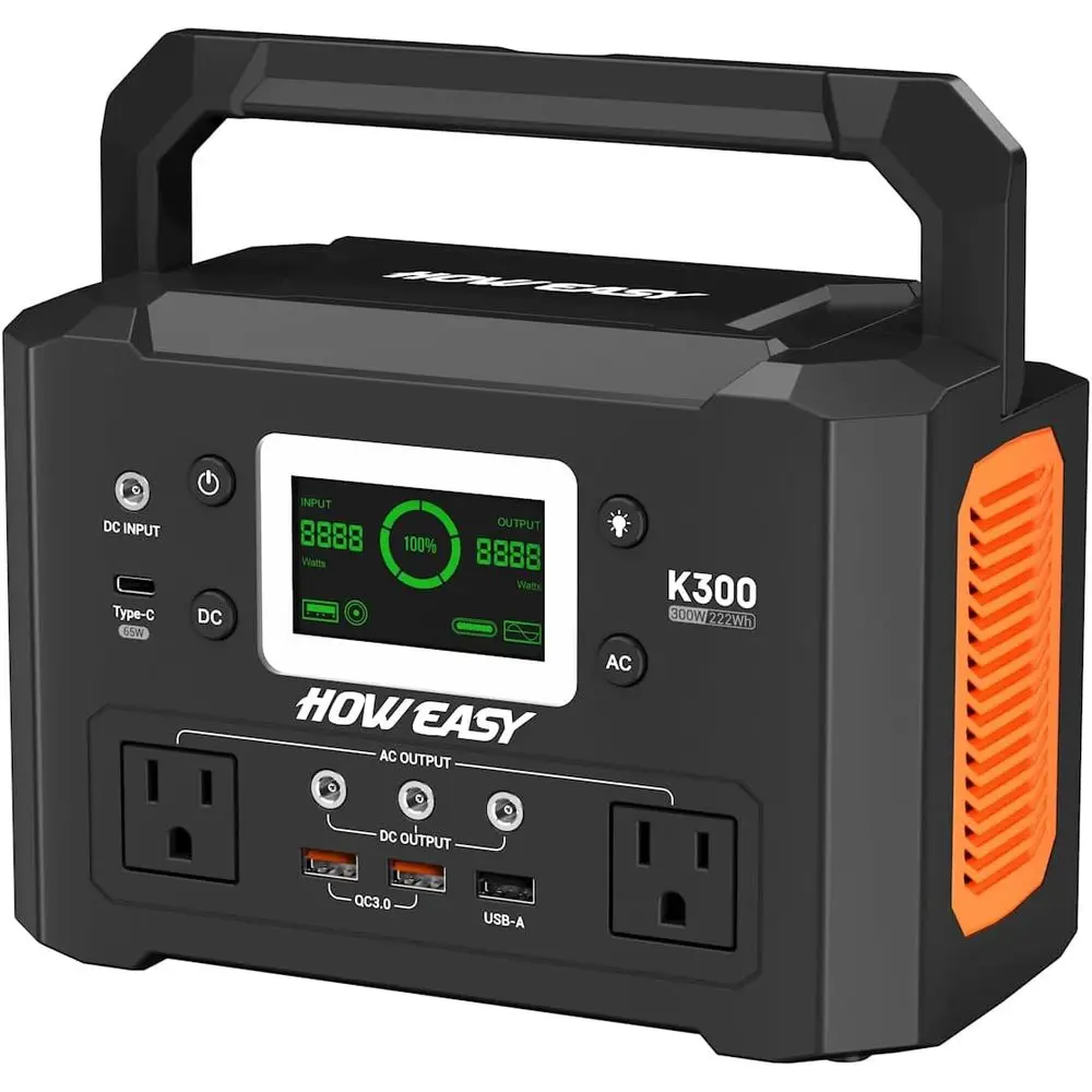 300W Portable Power Station with 222Wh Capacity, 110V AC Outlet, 65W USB-C PD for Camping, CPAP, and Emergency Use
300W Portable Power Station with 222Wh Capacity, 110V AC Outlet, 65W USB-C PD for Camping, CPAP, and Emergency Use