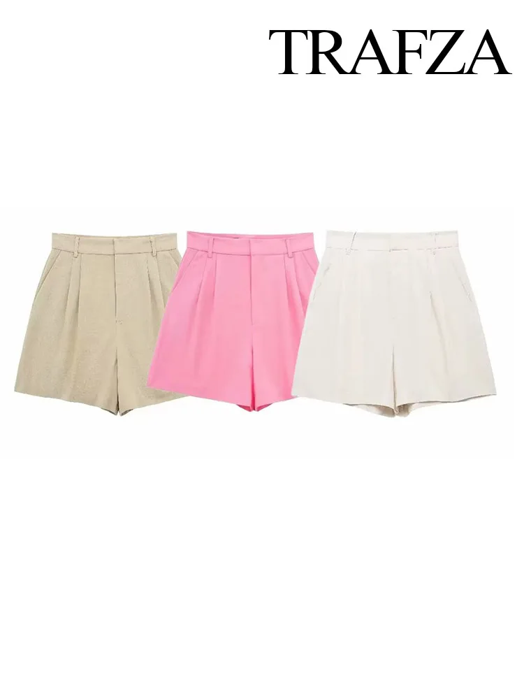 TRAFZA Women Summer Fashion Solid Slim Button Decoration Shorts Female Elegant High Waist Pocket Streetwear Mini Shorts Mujer
TRAFZA Women Summer Fashion Solid Slim Button Decoration Shorts Female Elegant High Waist Pocket Streetwear Mini Shorts Mujer