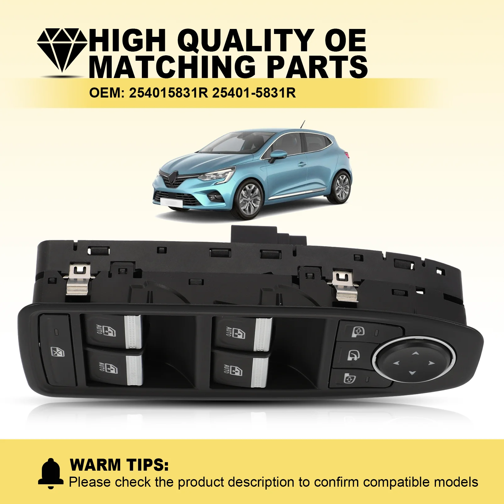 Left Hand Driver Side Master Power Window Control Switch 254015831R 25401-5831R for Renault Clio 5 Captur II 2019 2020 2021
Left Hand Driver Side Master Power Window Control Switch 254015831R 25401-5831R for Renault Clio 5 Captur II 2019 2020 2021