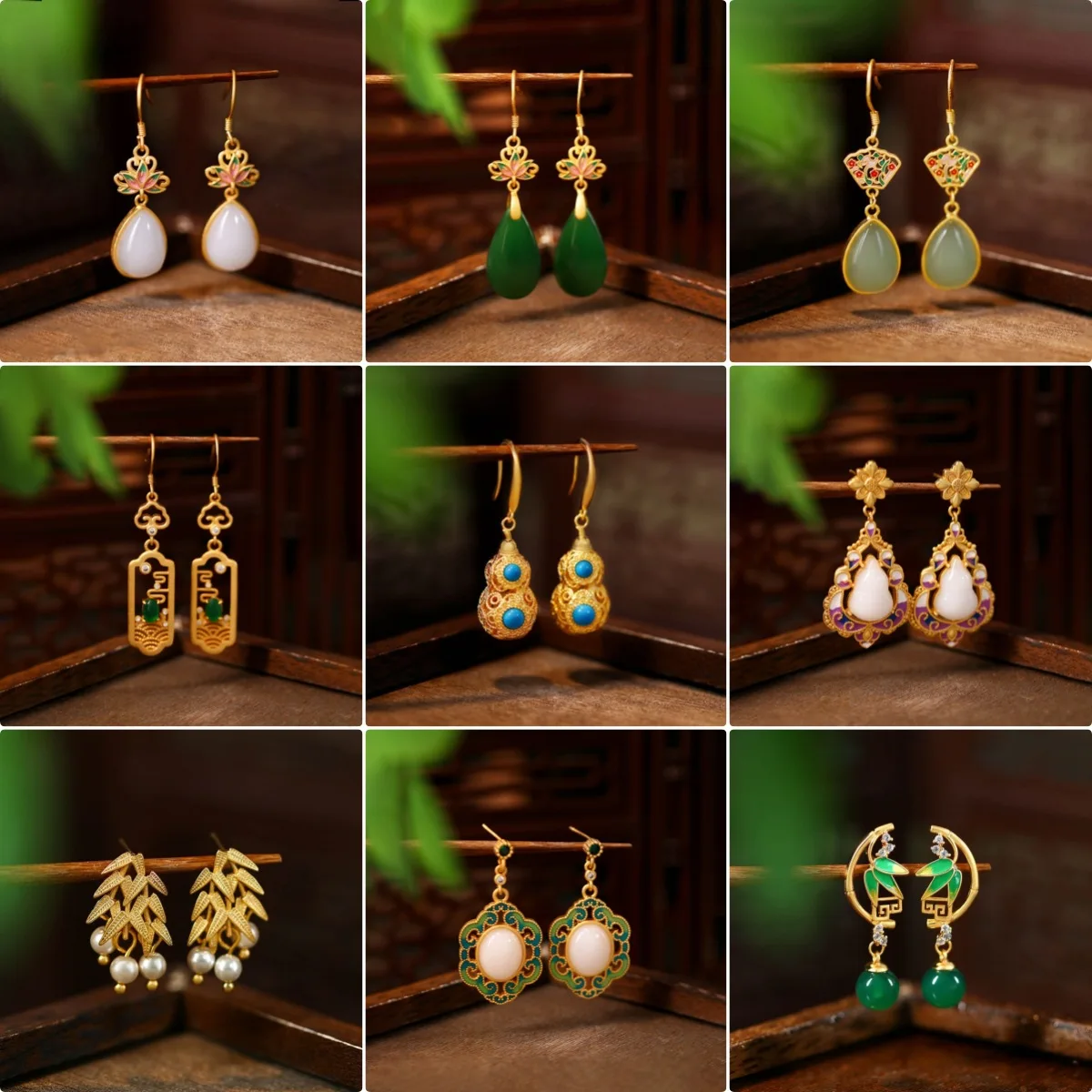 Vintage Chinese Golden Earrings for Women Ancient Palace Style Flower Water Drop Shaped Jade Pendant Luxury Jewelry Elegant Gift
Vintage Chinese Golden Earrings for Women Ancient Palace Style Flower Water Drop Shaped Jade Pendant Luxury Jewelry Elegant Gift