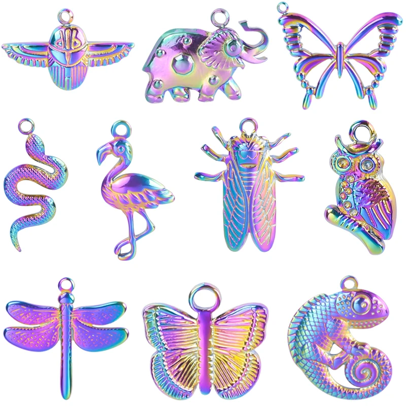 10pcs/Lot Never Fade Rainbow Color Owl Elephant Cute Charms For Jewelry Making Supplies Metal Stainless Steel Charm Pendant Bulk
10pcs/Lot Never Fade Rainbow Color Owl Elephant Cute Charms For Jewelry Making Supplies Metal Stainless Steel Charm Pendant Bulk